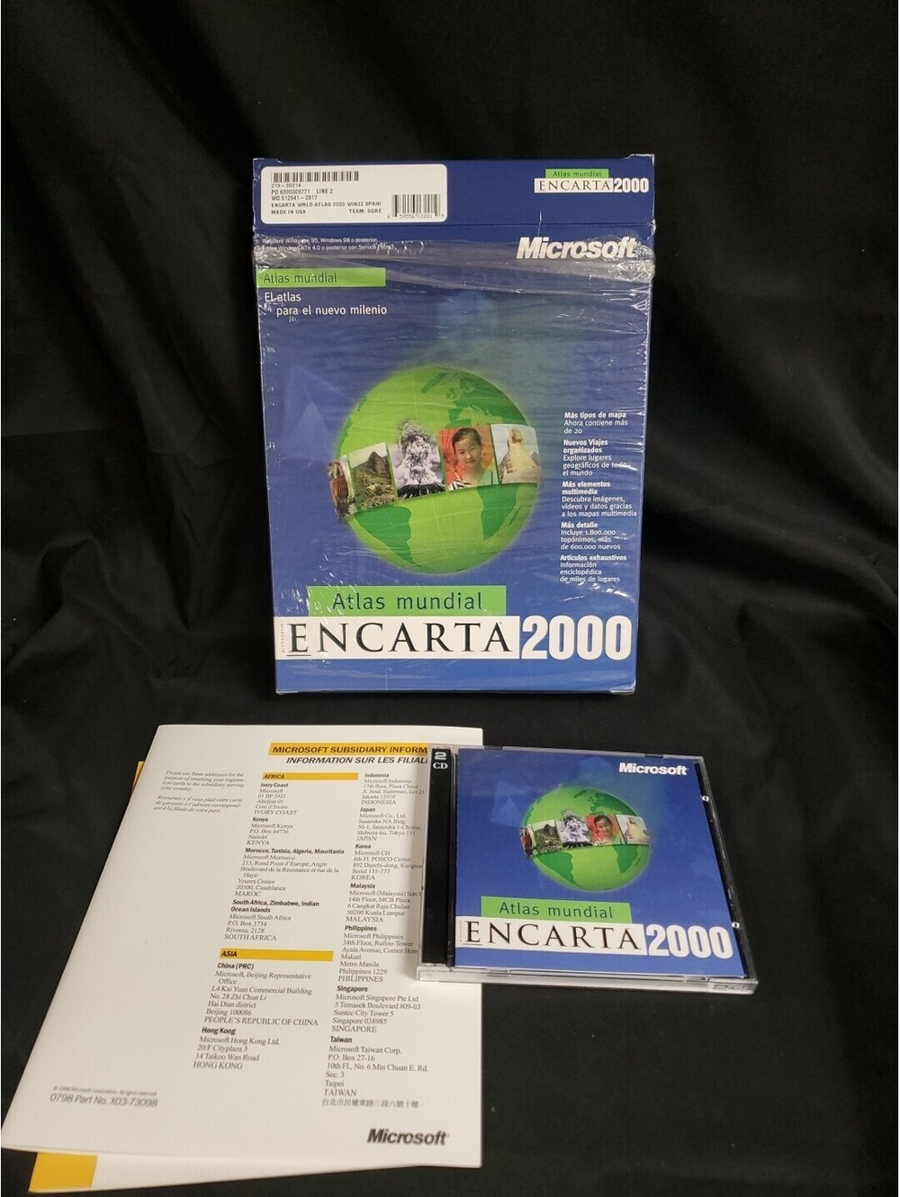 Microsoft Encarta 2000 Atlas Mundial Spanish 2 CD (219-00214) NEW